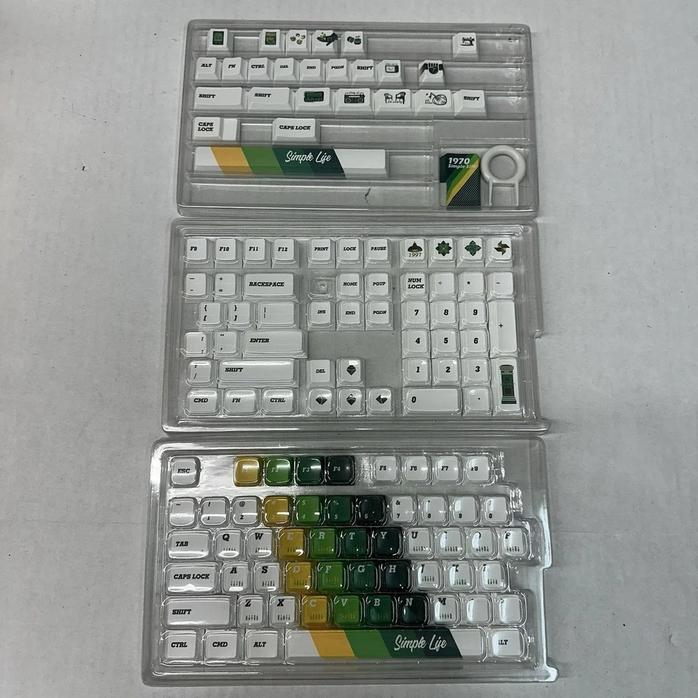 Green White Camping PBT Dye Subs Keyca Profile Keycap‎ Set